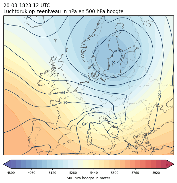 Weerkaart van 20 maart 1823 om 12 UTC