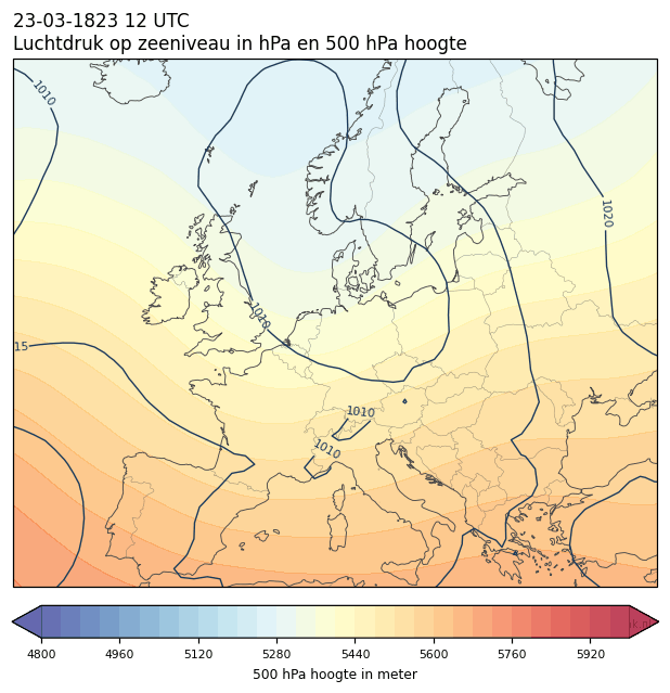 Weerkaart van 23 maart 1823 om 12 UTC