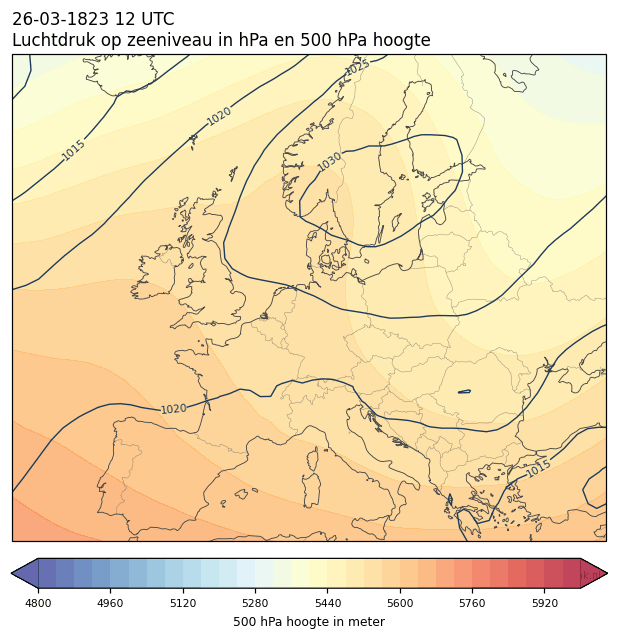 Weerkaart van 26 maart 1823 om 12 UTC