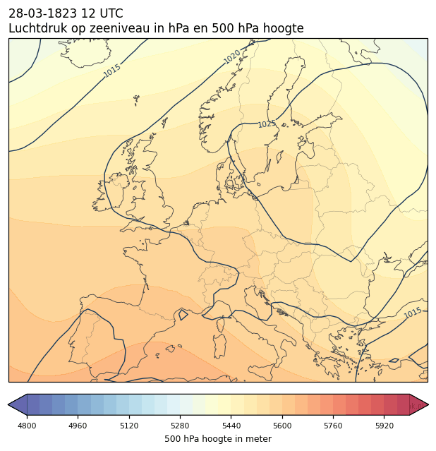 Weerkaart van 28 maart 1823 om 12 UTC