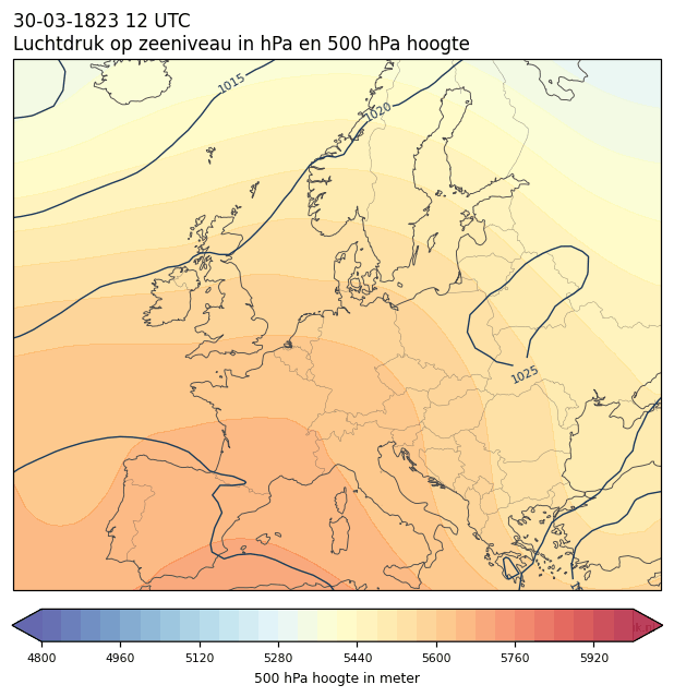 Weerkaart van 30 maart 1823 om 12 UTC
