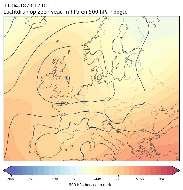 Weerkaart van 11 april 1823 om 12 UTC