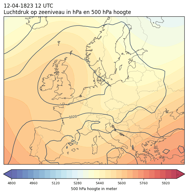 Weerkaart van 12 april 1823 om 12 UTC