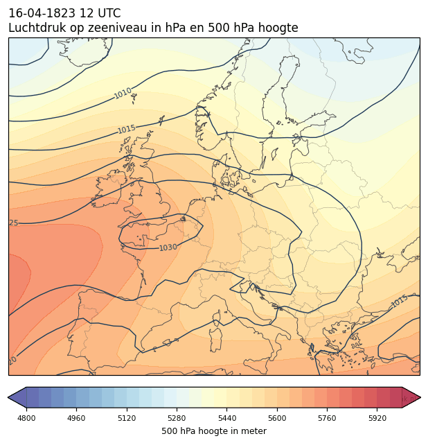 Weerkaart van 16 april 1823 om 12 UTC
