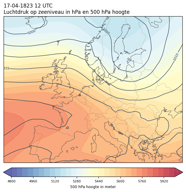 Weerkaart van 17 april 1823 om 12 UTC