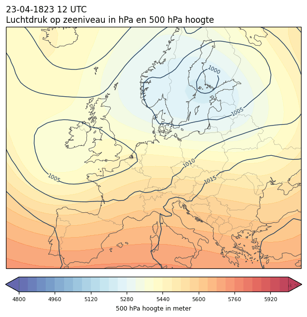 Weerkaart van 23 april 1823 om 12 UTC
