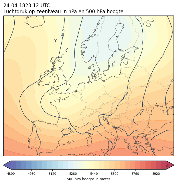 Weerkaart van 24 april 1823 om 12 UTC