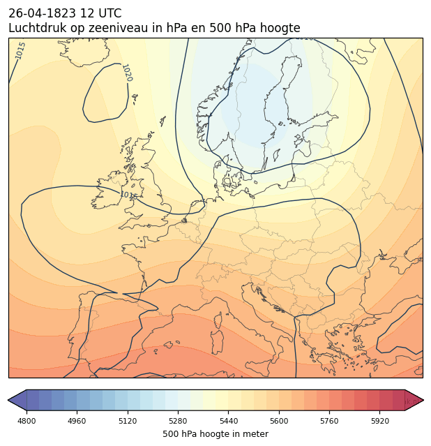Weerkaart van 26 april 1823 om 12 UTC