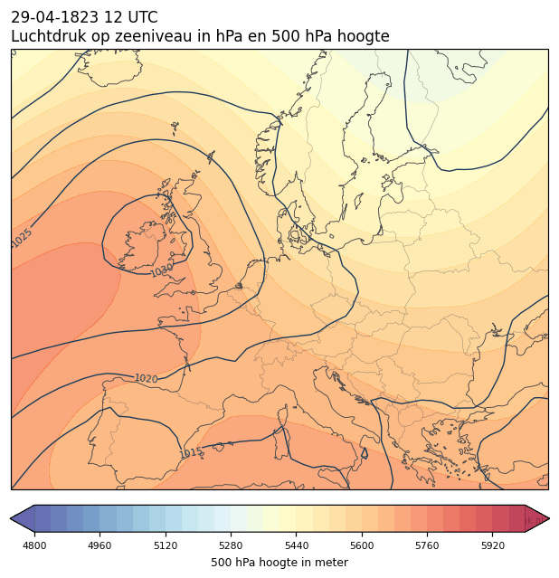 Weerkaart van 29 april 1823 om 12 UTC