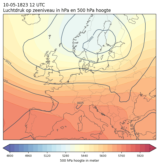 Weerkaart van 10 mei 1823 om 12 UTC