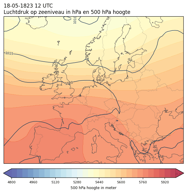 Weerkaart van 18 mei 1823 om 12 UTC