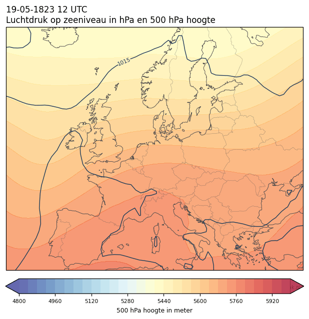 Weerkaart van 19 mei 1823 om 12 UTC