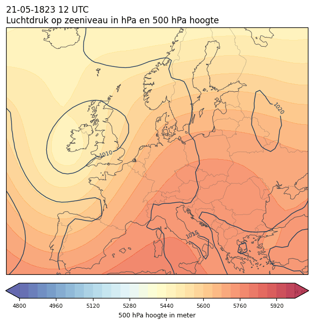 Weerkaart van 21 mei 1823 om 12 UTC