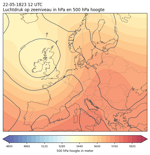 Weerkaart van 22 mei 1823 om 12 UTC