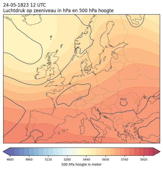 Weerkaart van 24 mei 1823 om 12 UTC