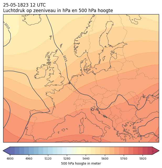 Weerkaart van 25 mei 1823 om 12 UTC