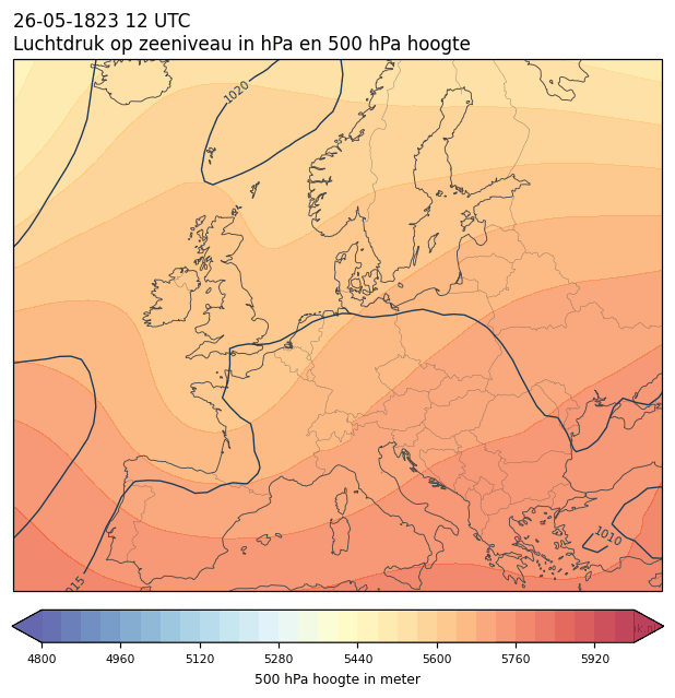 Weerkaart van 26 mei 1823 om 12 UTC