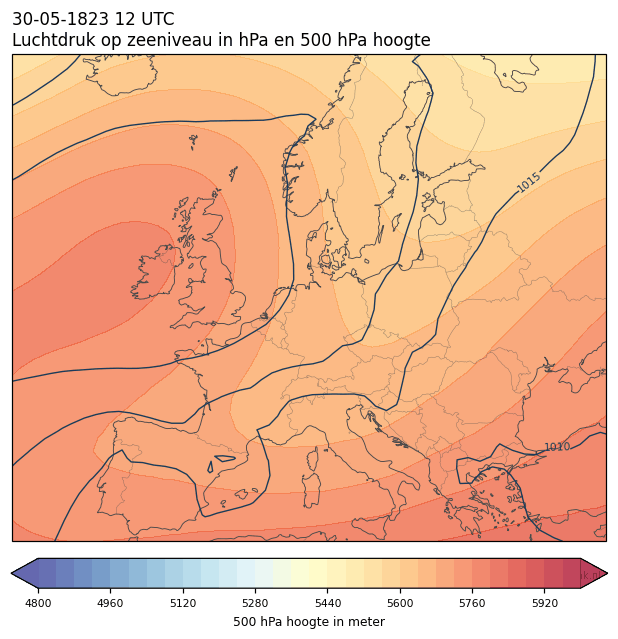 Weerkaart van 30 mei 1823 om 12 UTC