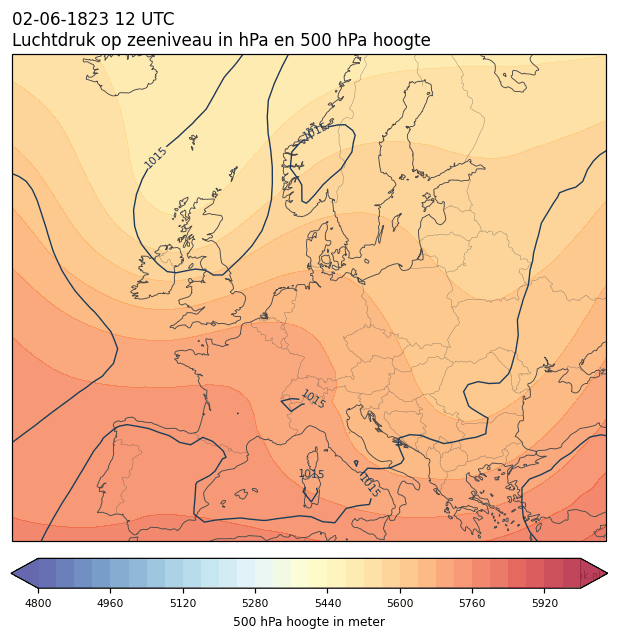 Weerkaart van 2 juni 1823 om 12 UTC