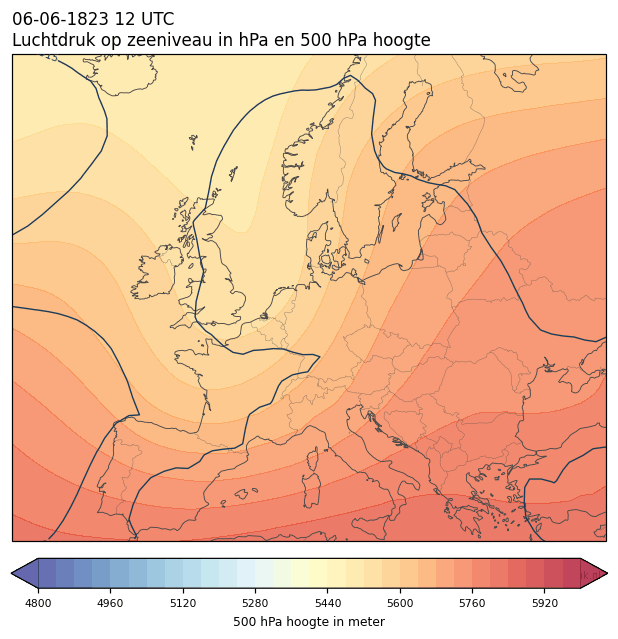 Weerkaart van 6 juni 1823 om 12 UTC