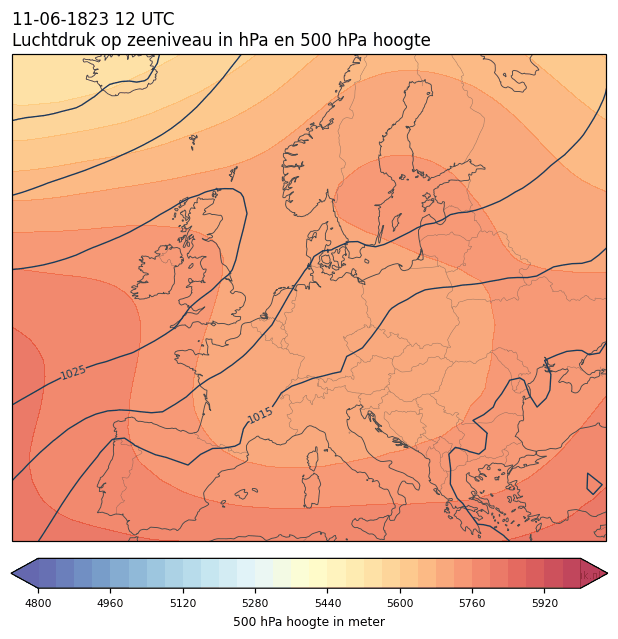 Weerkaart van 11 juni 1823 om 12 UTC