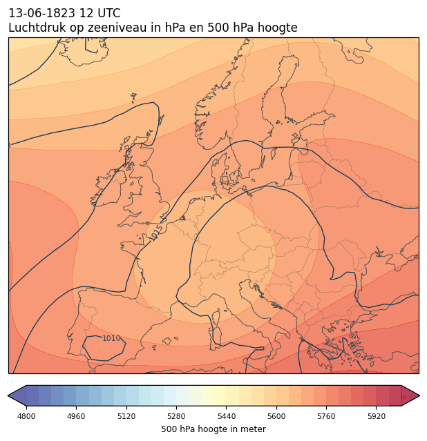 Weerkaart van 13 juni 1823 om 12 UTC