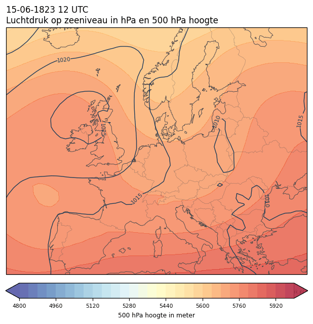 Weerkaart van 15 juni 1823 om 12 UTC