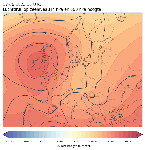 Weerkaart van 17 juni 1823 om 12 UTC