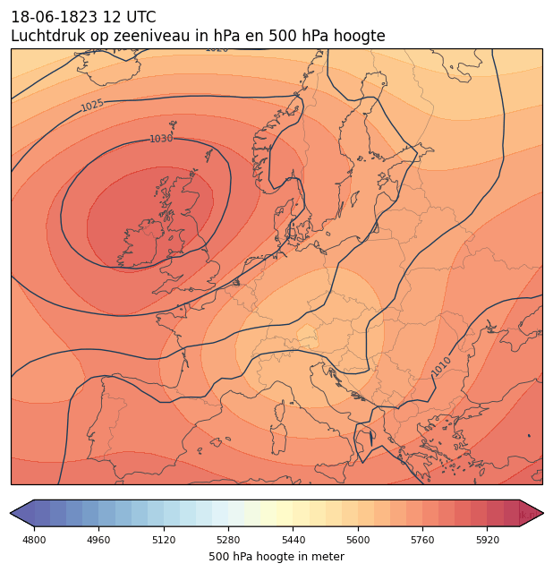 Weerkaart van 18 juni 1823 om 12 UTC