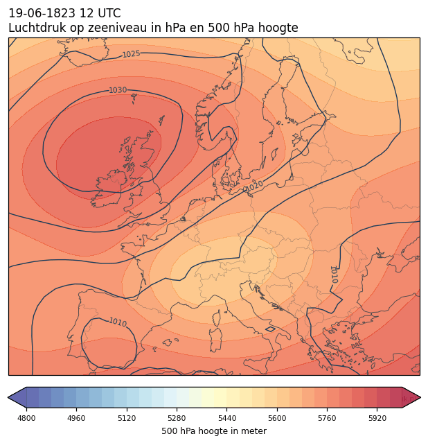 Weerkaart van 19 juni 1823 om 12 UTC