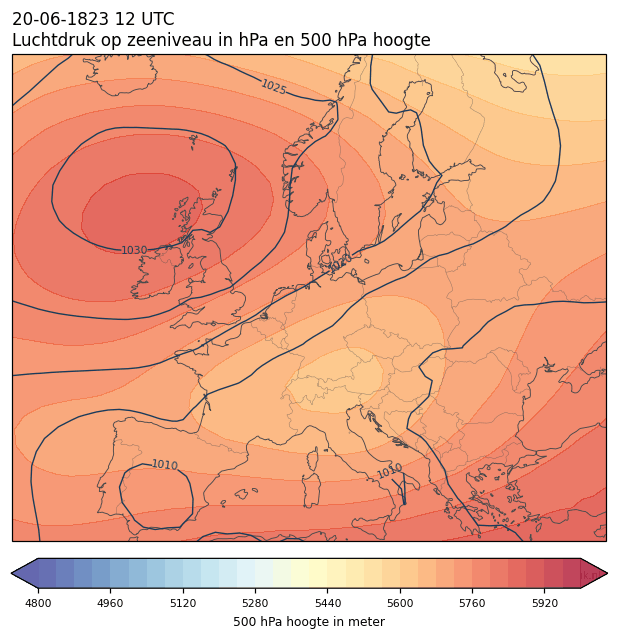 Weerkaart van 20 juni 1823 om 12 UTC