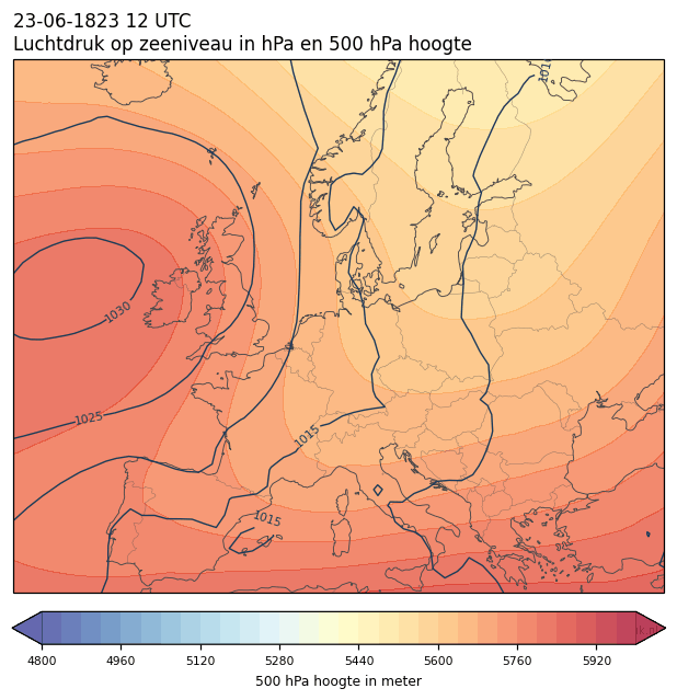 Weerkaart van 23 juni 1823 om 12 UTC