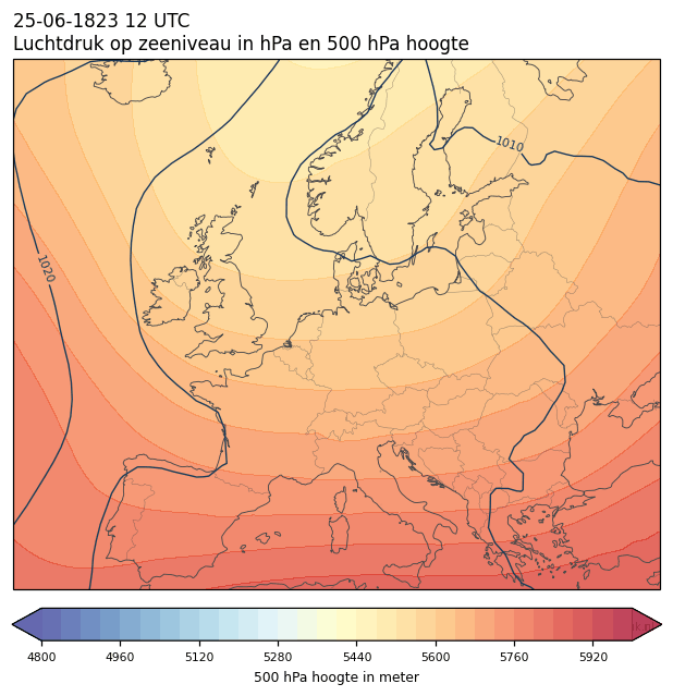 Weerkaart van 25 juni 1823 om 12 UTC