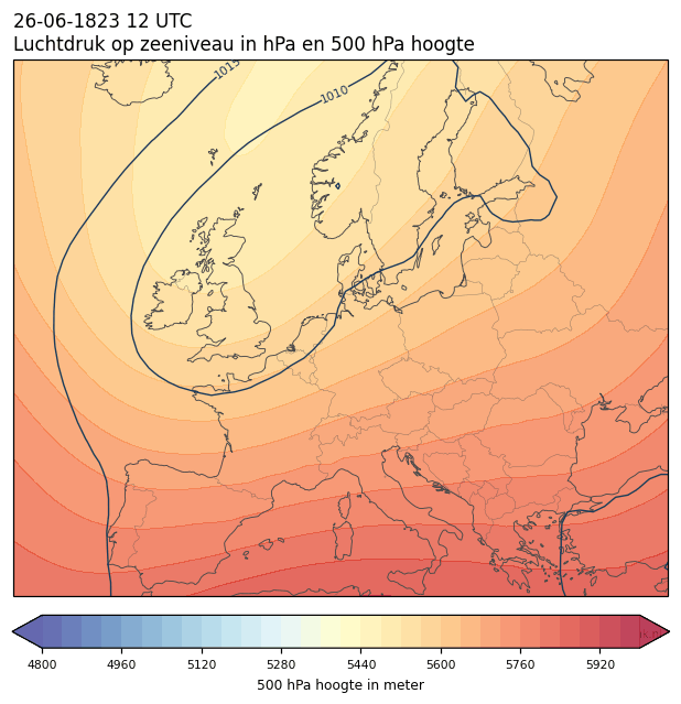 Weerkaart van 26 juni 1823 om 12 UTC