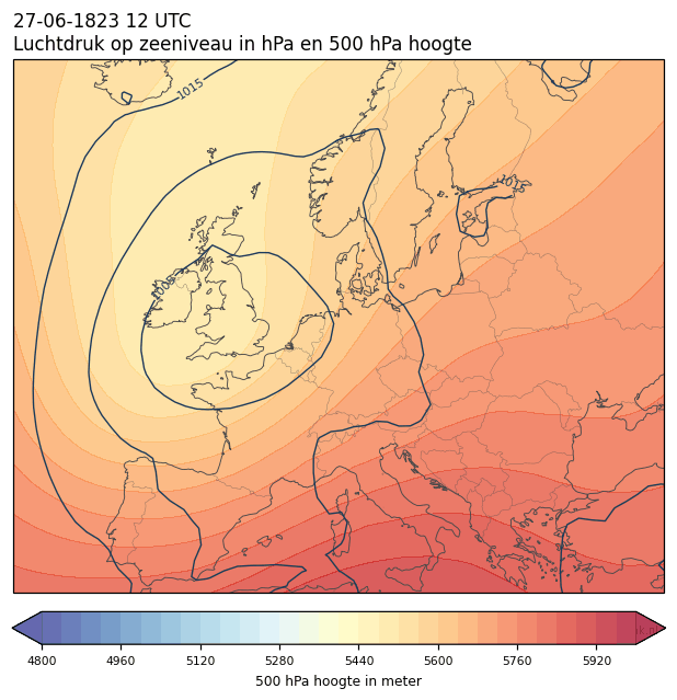 Weerkaart van 27 juni 1823 om 12 UTC