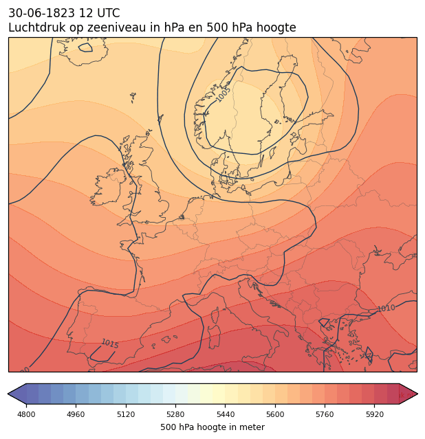Weerkaart van 30 juni 1823 om 12 UTC
