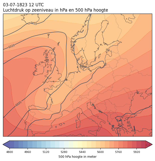 Weerkaart van 3 juli 1823 om 12 UTC