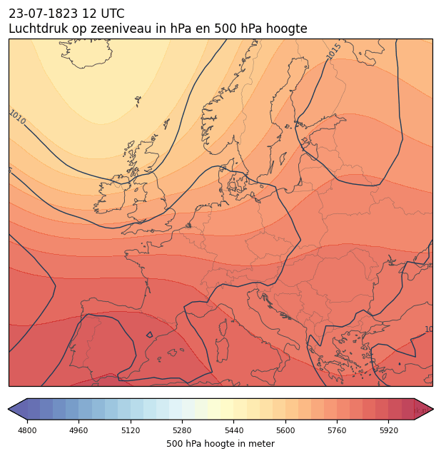 Weerkaart van 23 juli 1823 om 12 UTC
