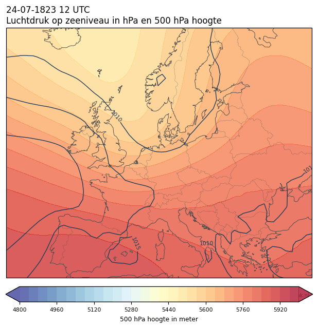Weerkaart van 24 juli 1823 om 12 UTC