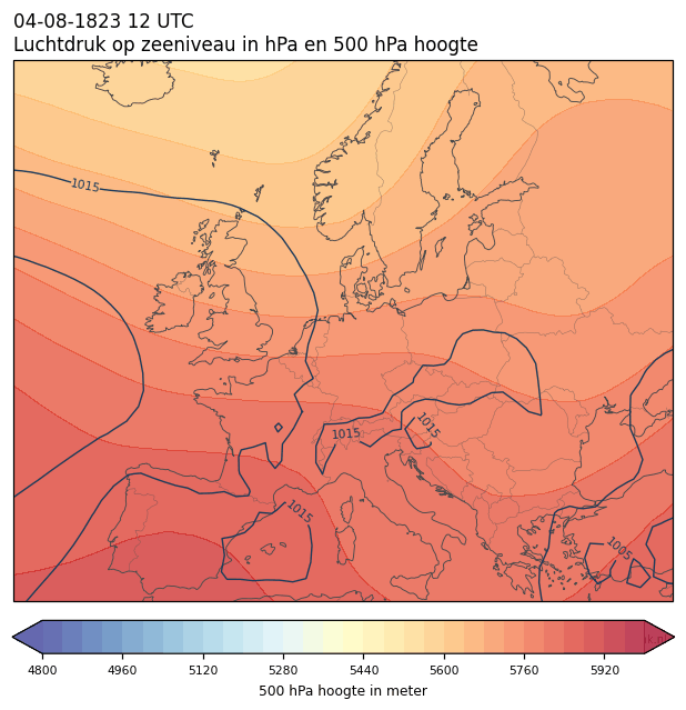 Weerkaart van 4 augustus 1823 om 12 UTC