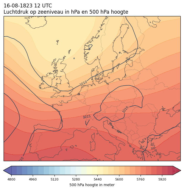 Weerkaart van 16 augustus 1823 om 12 UTC