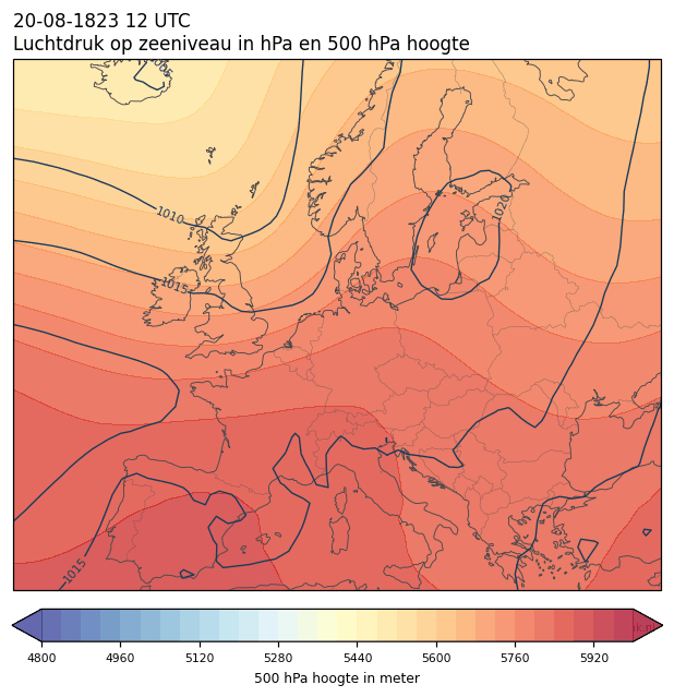 Weerkaart van 20 augustus 1823 om 12 UTC