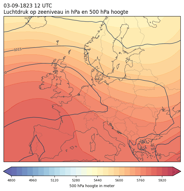 Weerkaart van 3 september 1823 om 12 UTC
