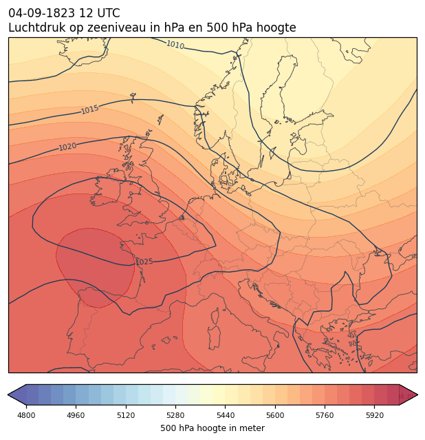 Weerkaart van 4 september 1823 om 12 UTC