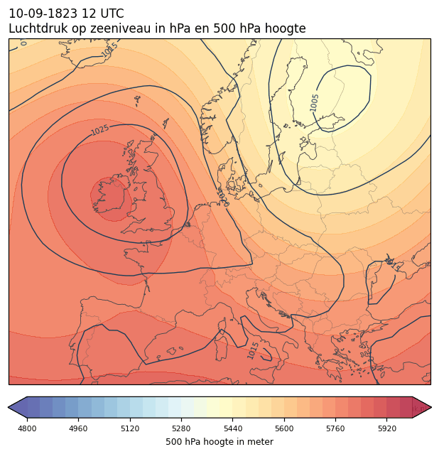 Weerkaart van 10 september 1823 om 12 UTC