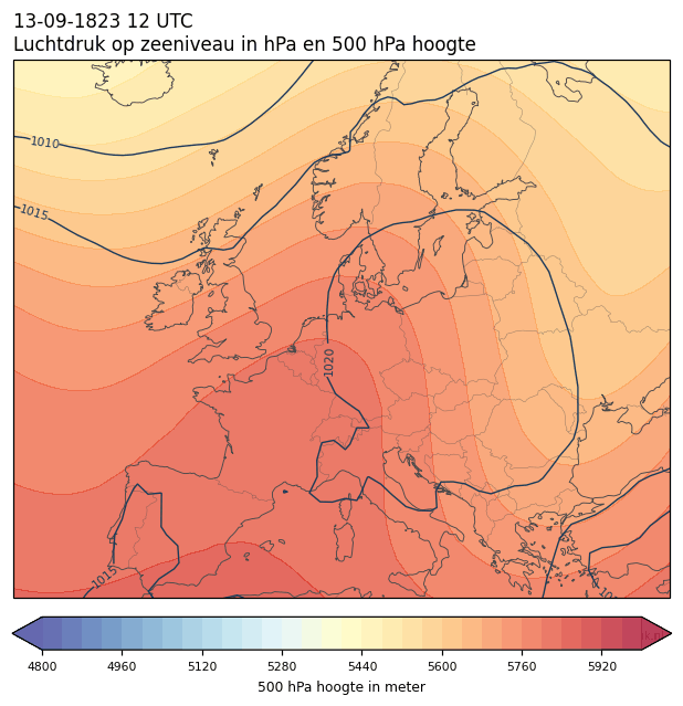 Weerkaart van 13 september 1823 om 12 UTC
