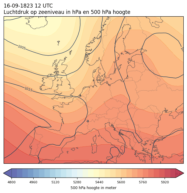 Weerkaart van 16 september 1823 om 12 UTC