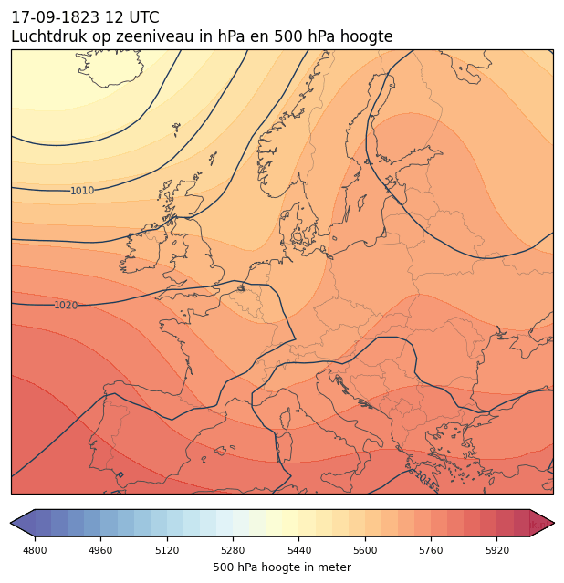 Weerkaart van 17 september 1823 om 12 UTC