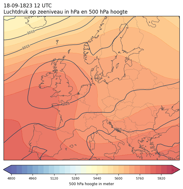 Weerkaart van 18 september 1823 om 12 UTC