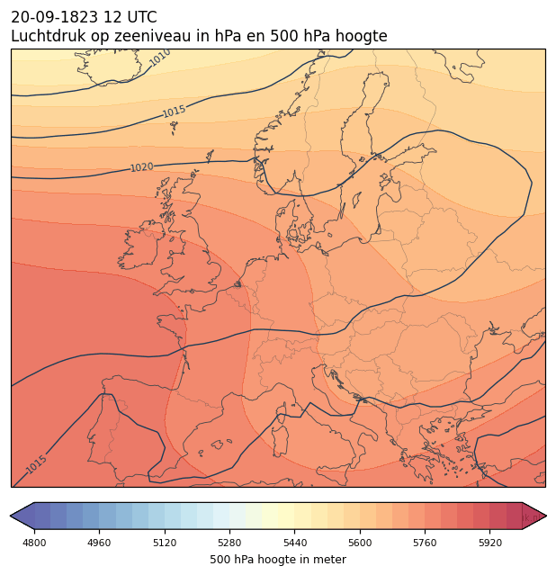 Weerkaart van 20 september 1823 om 12 UTC